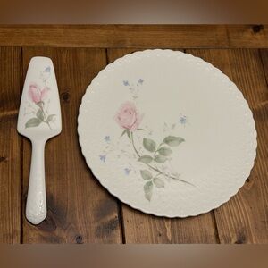 Mikasa Bone China April Rose Pattern Cake Plate and Server Set